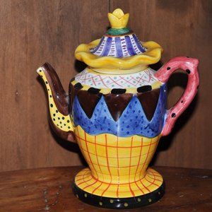 Vintage Bella Casa by Ganz Colorful Whimsical Collectible Mexican Flair Teapot